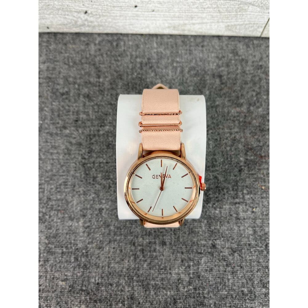 GENEVA WOMEN’S ROSE Gold Quartz Watch 9.5 Inch Elegant Vintage Accessory Gift - Picture 3 of 8